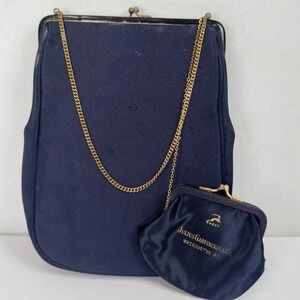 VTG 50s Koret Evening Purse + Coin Purse Julius Garfinckel DC Purple + Gold Trim